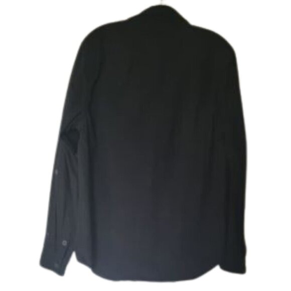 Forever 21 Mens Shirt Size L Black Denim Casual Button up Roll Up sleeves - Picture 4 of 6